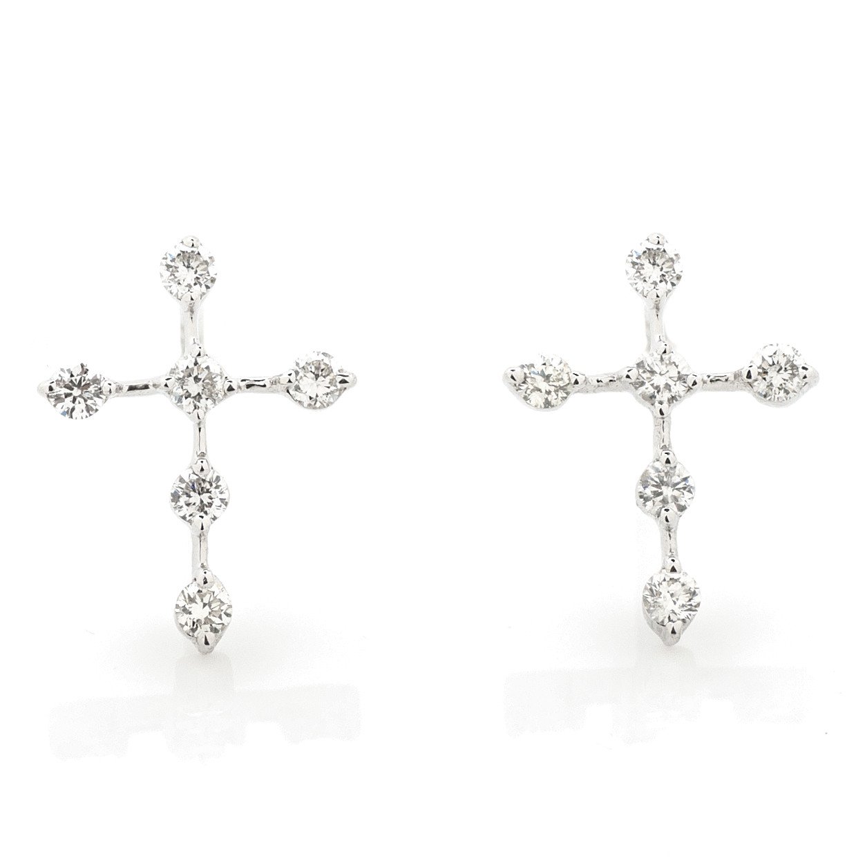 diamond cross stud earrings